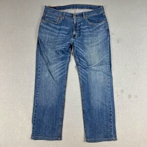 Levis 559 Relaxed Straight Jeans Mens 36x30 Blue Denim Medium Wash Stretch EUC